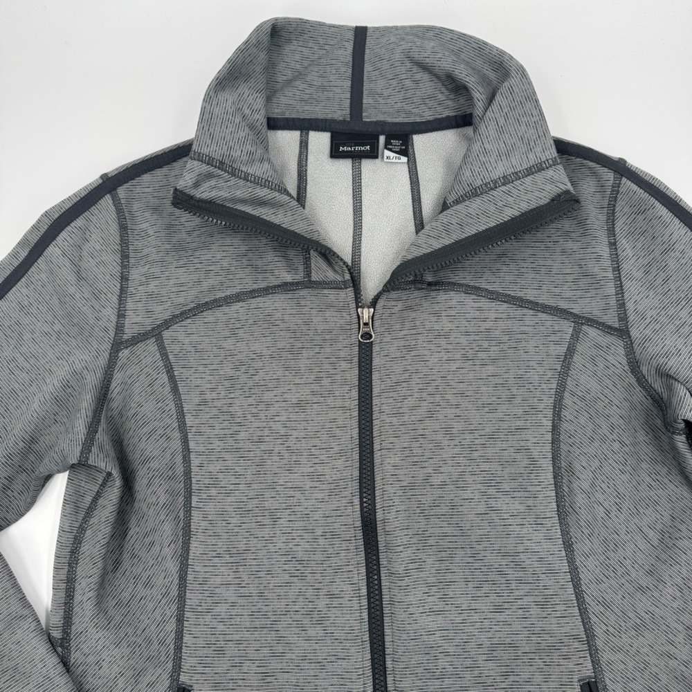Marmot Full Zip Fleece Jacket Womens XL Grey Space Dye Mock Neckyy C56590 - Picture 3 of 14